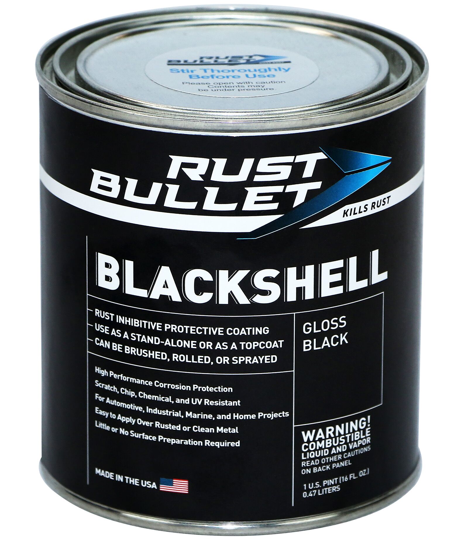 Rust Preventative Coating - Rust Inhibitor - Rust Bullet BlackShell Pint