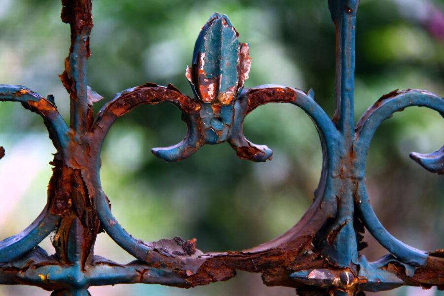 rusted metal fence
