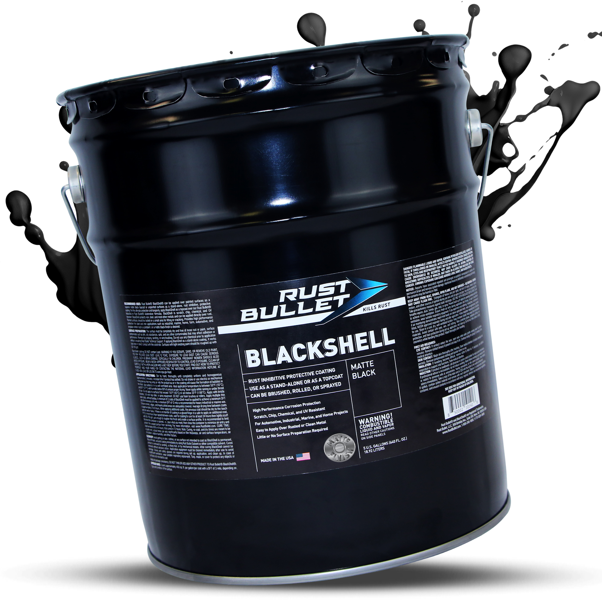 BlackShell Matte Rust Prevention Protective Coating - 5 Gallon Pail