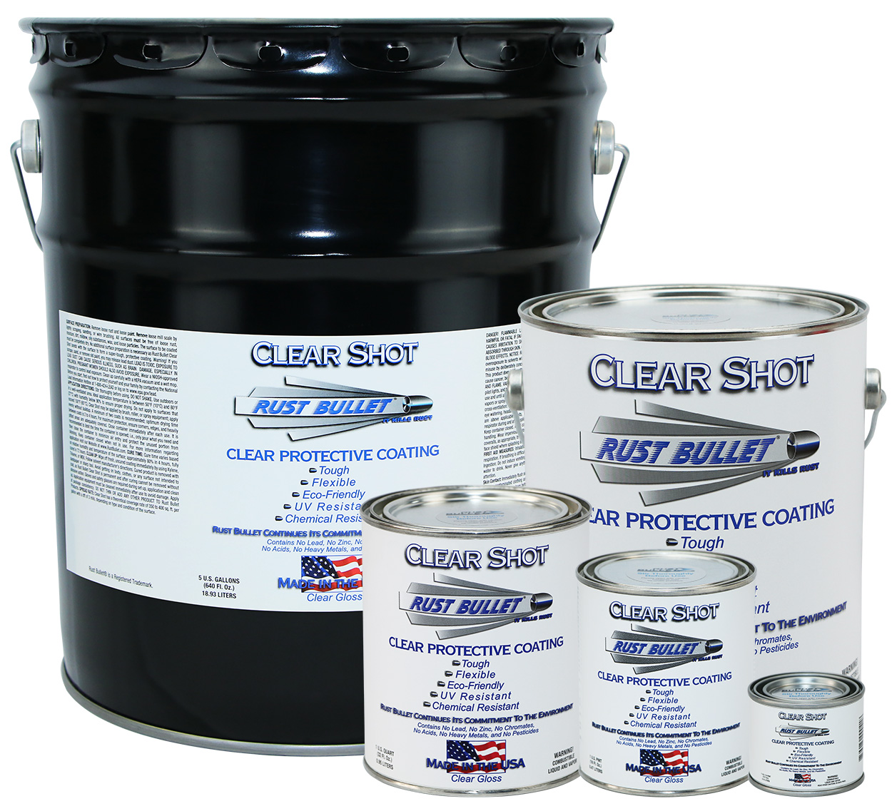 Rust Bullet DuraGrade Clear – High Performance Clear Coat for Concrete, Automotive, Wood and Metal Finishes, Impact Resistant, Ultra-Low VOC - Clear